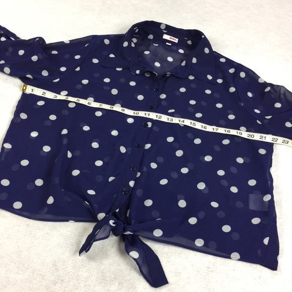 Bongo Polka Dot Print Tie Front Button Down Top - Picture 7 of 8